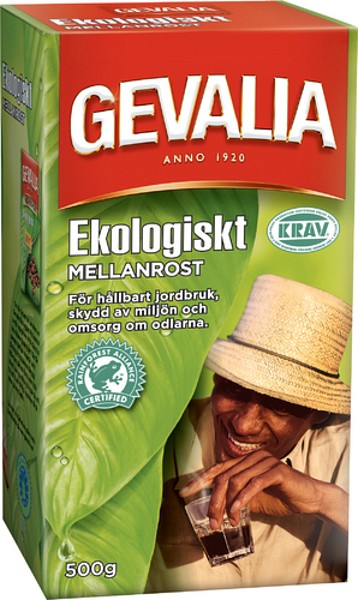 Kaffe brygg Gevalia Ekologiskt 425g mellanrost Krav/Rainforest