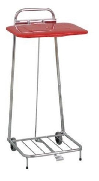 Säckställ plåtlock rött 60l med pedal