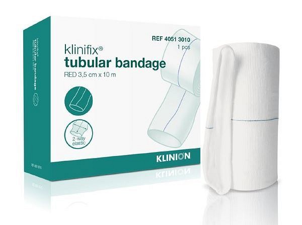 Tubbandage Klinifix 3,5cmx10m röd små armar/ben