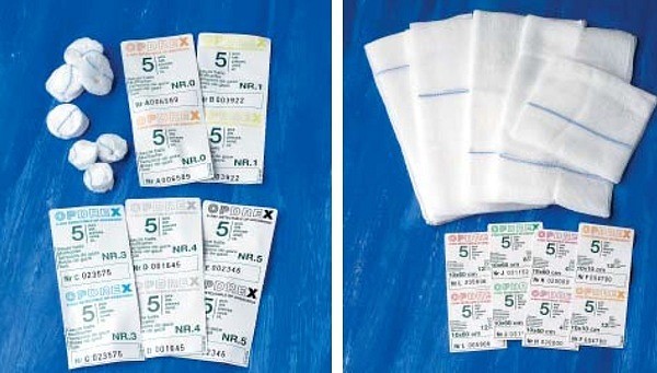 Op duk gasväv Opdrex 10x60cm steril 4-lager röntgentråd 5-pack