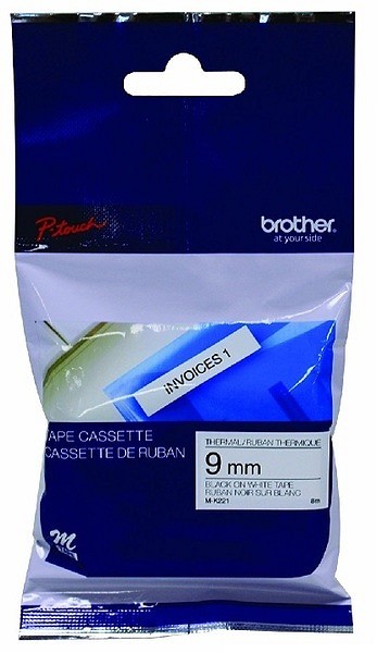 Märkband Brother MK221 9mm svart på vit
