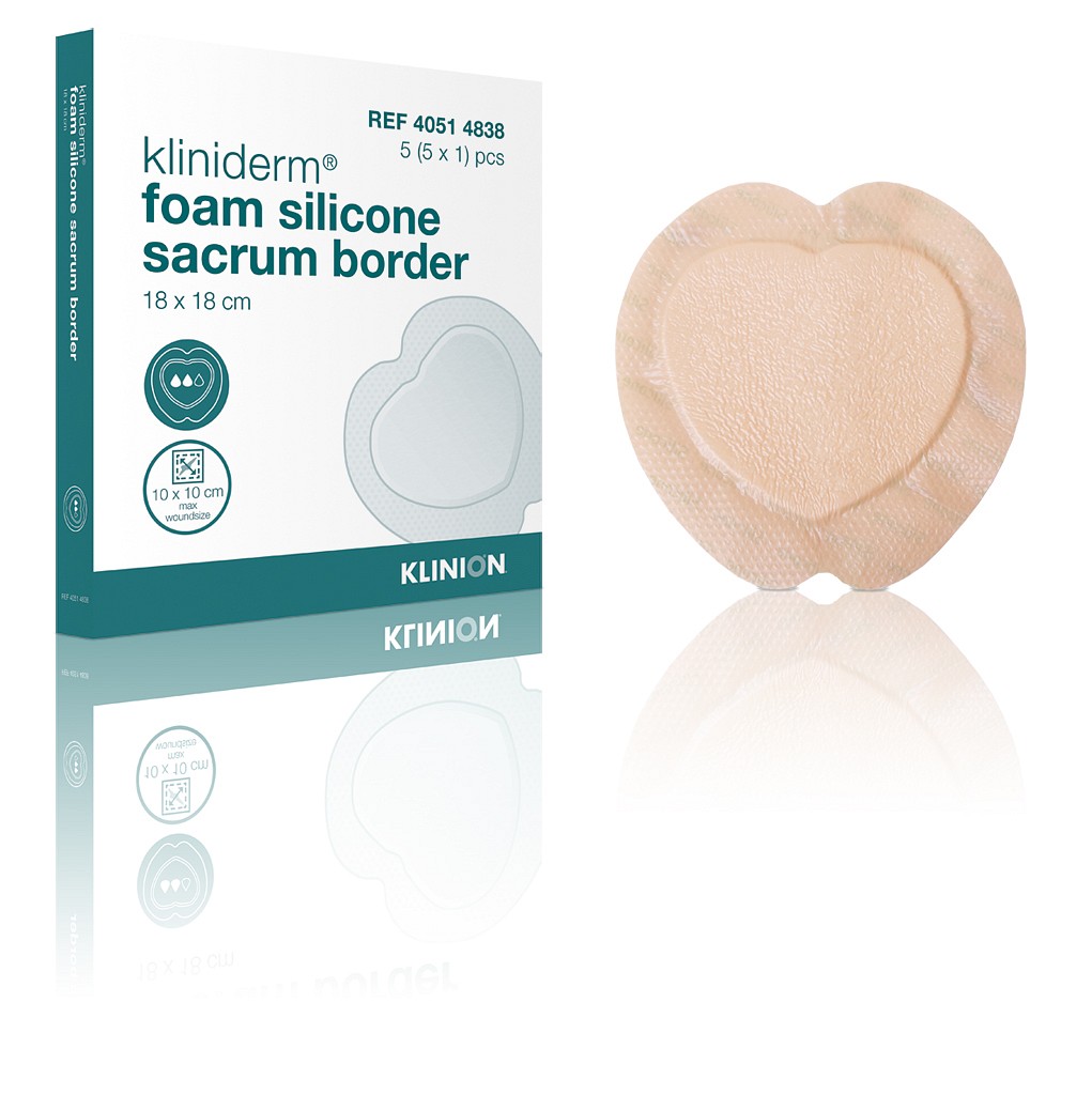 Skumförband silikon Kliniderm Foam Silicone Sacrum 18x18cm vidhäftande