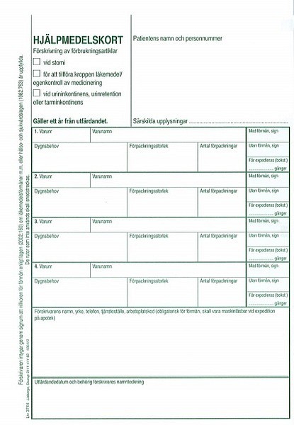 Hjälpmedelskort 2007 A5 100ex/bl liv