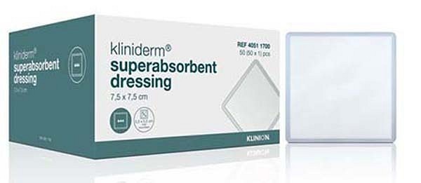 Superabsorberande förband Kliniderm Superabsorbent 7,5x7,5 Cm steril