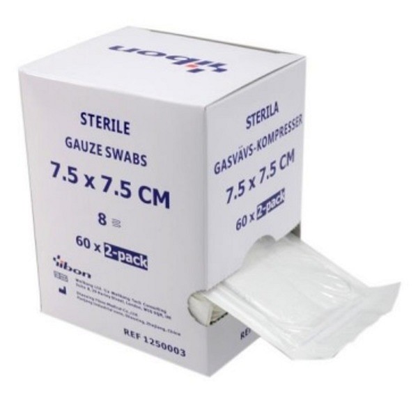Kompress gasväv 8L Yibon 7,5x7,5cm steril 2-pack
