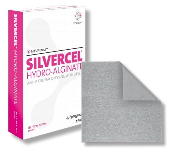 Alginatförband Silvercel hydroalginat med silver 5x5cm steril