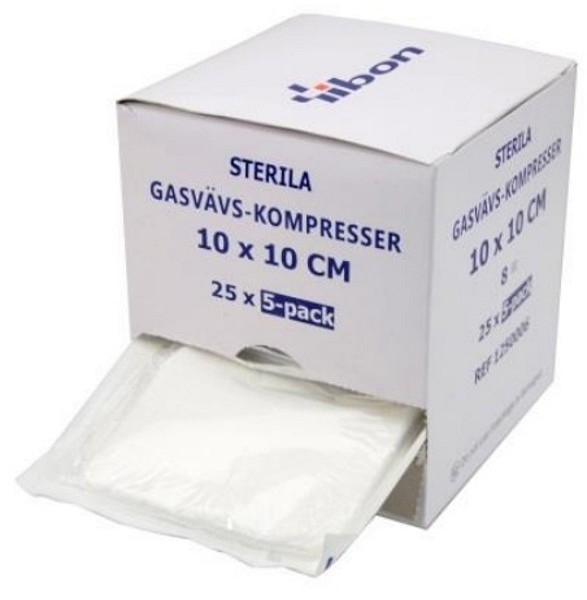 Kompress gasväv 8L Yibon 10x10cm steril 5-pack