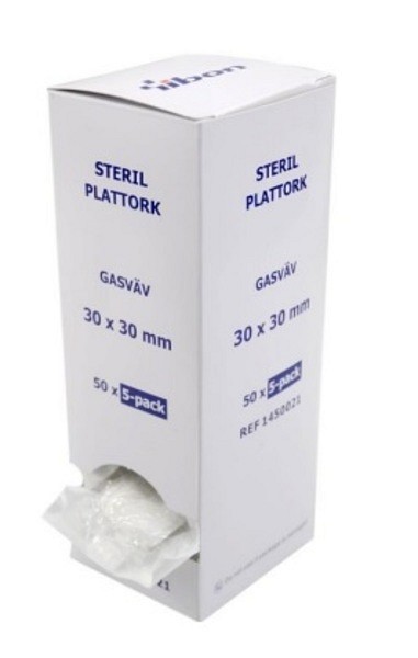 Plattork gasväv 30x30mm steril 5-pack