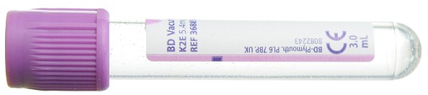 Vakuumrör BD Vacutainer K2-EDTA, 5/3 ml, transp lila, transparent etikett