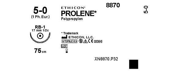 Sutur Prolene 5-0 RB-1 17mm steril 70cm blå 1/2 cirk TP