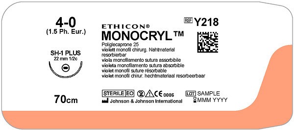 Sutur Monocryl 4-0 SH-1 22mm steril 70cm lila 1/2 cirk TP