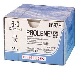Sutur Prolene 6-0 P-1 11mm steril 45cm blå 3/8 cirk omv skär