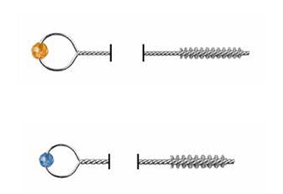 Borste m pärla Ø 4mm längd 215mm borstlängd 19mm, blå, 3-pack