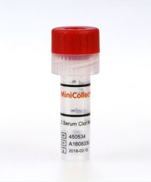 Minicollect kapillärrör serum 0,5-1ml röd transp