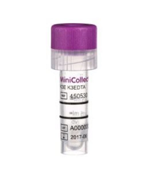 Minicollect kapillärrör k3-edta 0,25-0,5ml lila transp