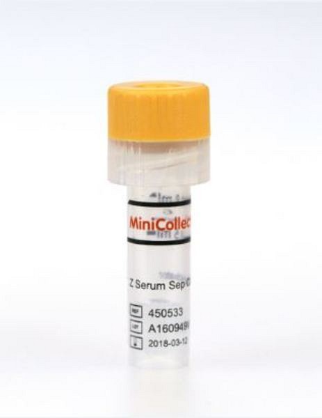 Minicollect kapillärrör koagakt gel 0,5-0,8ml gul transp