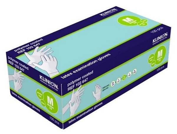 Handske undersök Klinion M latex puderfri 24cm
