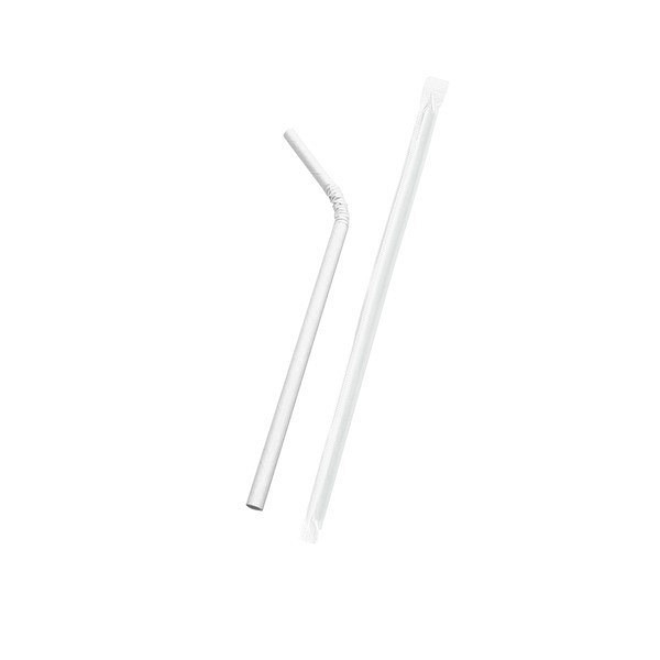 Sugrör papp hygienförp 1st böjbara vita i papper ø6x205mm