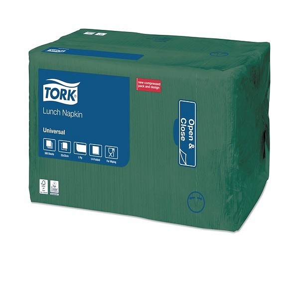 Servett 1-lag Tork grön 33x33cm 1/4-vikt EU-Ecolabel