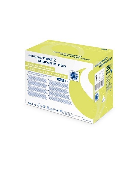 Handske op Sempermed Supremeduo 9,0 steril latex grön/vit 100% inspected