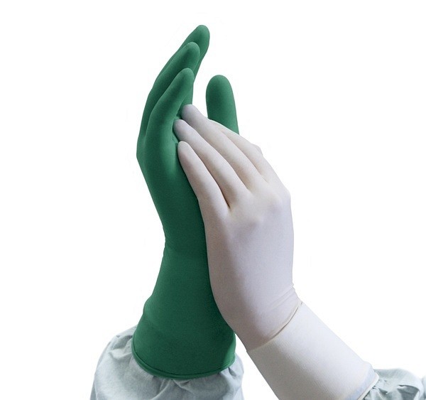 Handske op Sempermed Supremeduo 9,0 steril latex grön/vit 100% inspected
