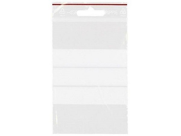 Blixtlåspåse Grippie 80x120mm med skrivfält återförslutbar