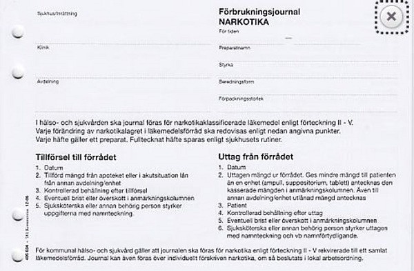 Förbrukningsjournal narkotika A5L