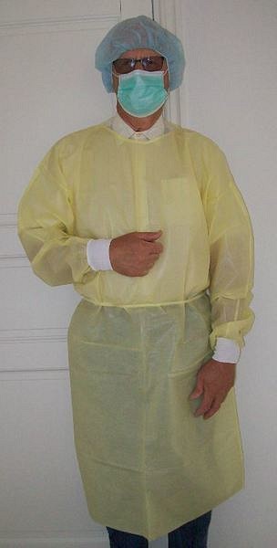 Skyddsrock Ast nonwoven vätsketät L gul mudd