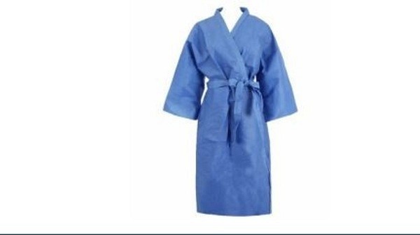 Patientrock Kimono onesize blå omlottknäppning
