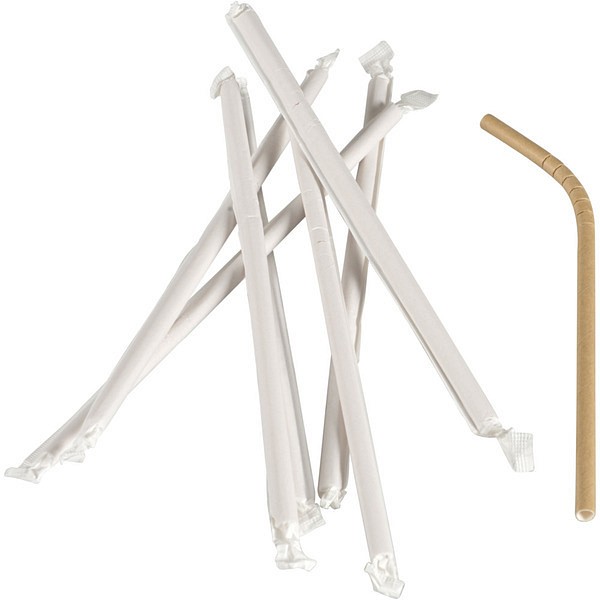 Sugrör papp hygienförp 1st böjbara bruna i papper ø6x240mm