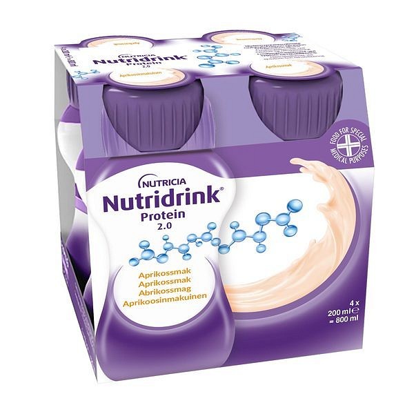 Nutridrink Protein 2.0 Aprikossmak, 4 x 200 ml Vnr 900853