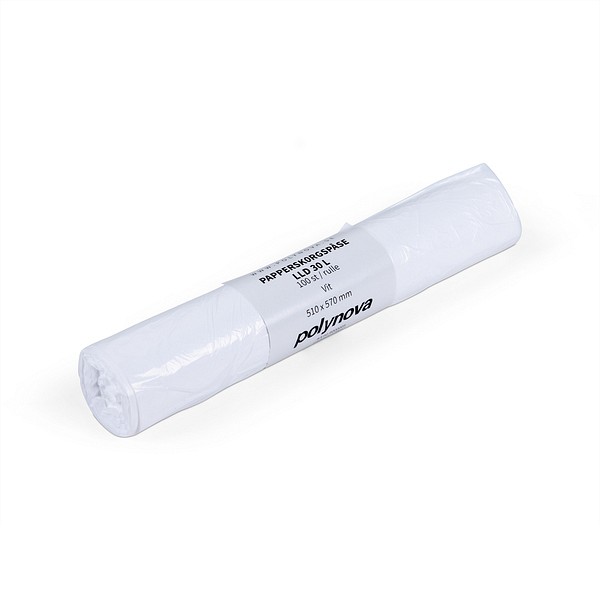 Papperskorgspåse vit 30l 12my LLDPE 510x570mm 100/rle 10rlr/frp