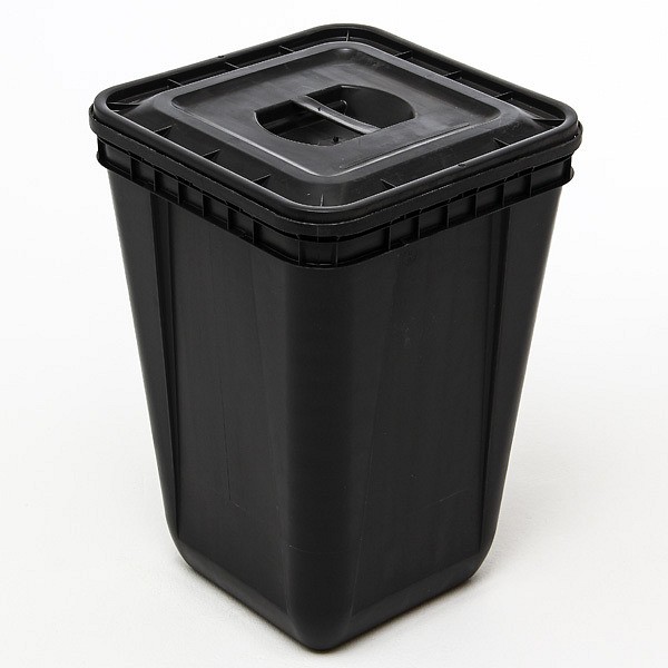 Riskavfallsbox svart 60L med lock utan etikett