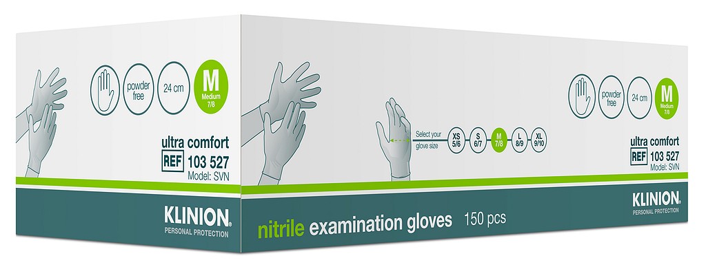Handske undersök Klinion NEW Ultra Comfort M nitril puderfri vit