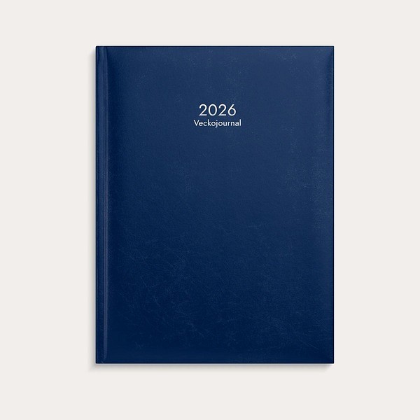 Veckojournal 2026 konstläder mörkblå 195x260mm