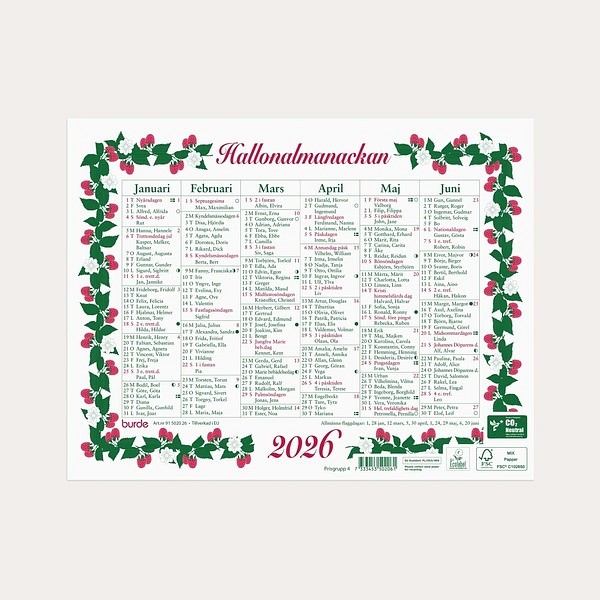 Almanacka Lilla Hallonalmanackan 2026 245x190mm
