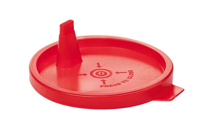 Snäpplock röd med pip till bägare 125 ml passar med bägare 10019098