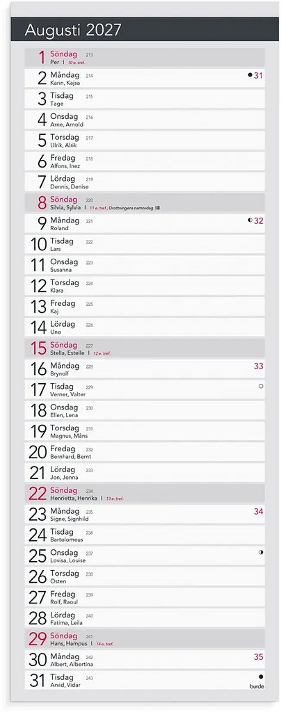 Liten Bordskalender Elegant 2027